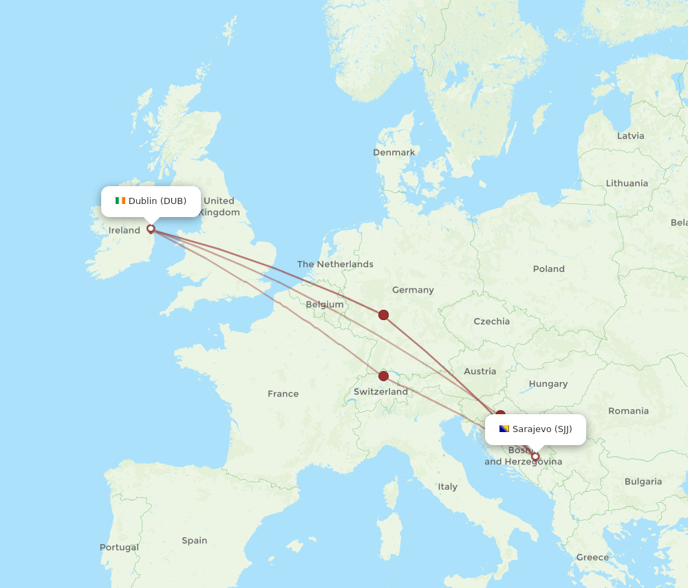 DUB-SJJ flight routes