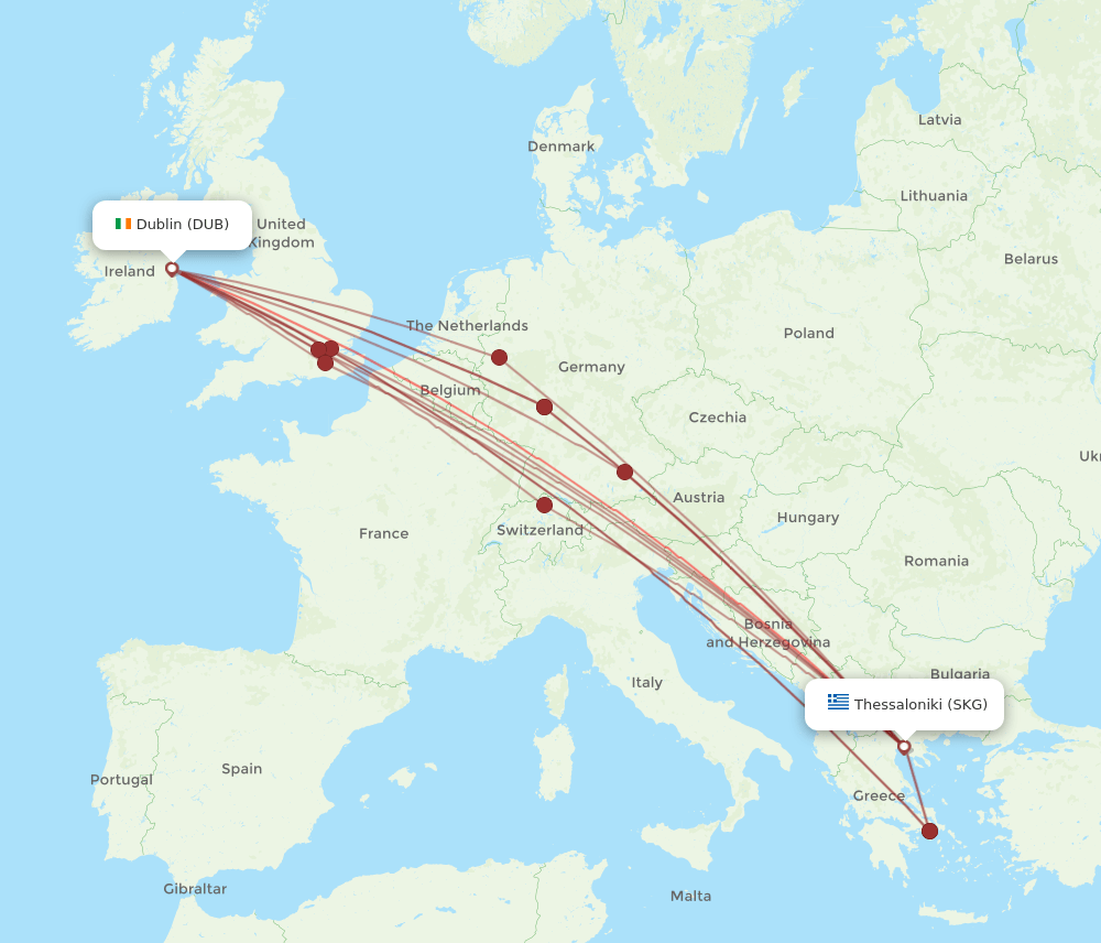 DUB-SKG flight routes