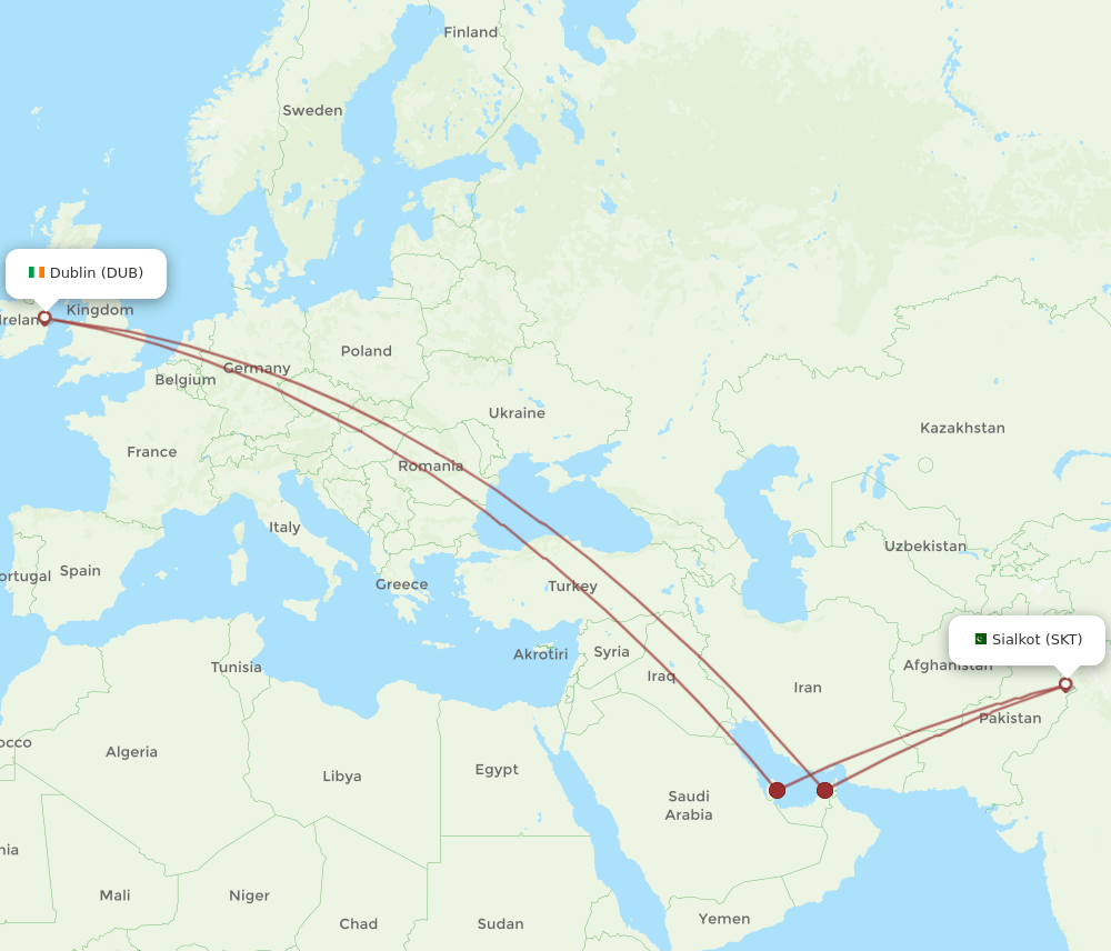 DUB-SKT flight routes