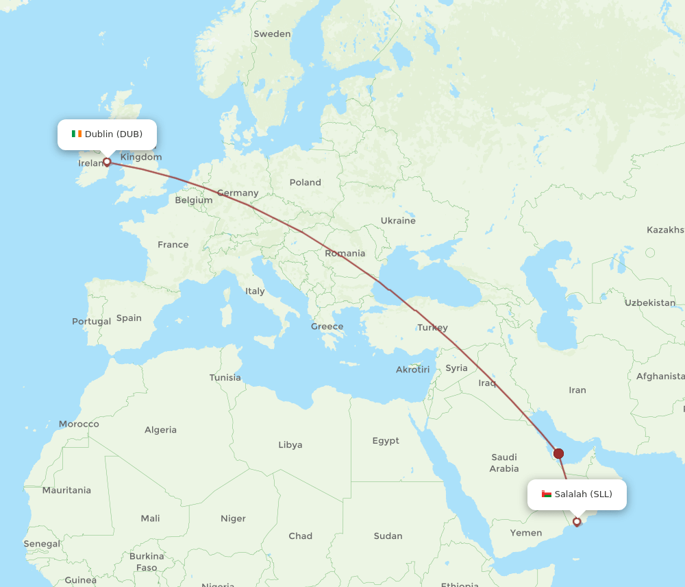 DUB-SLL flight routes