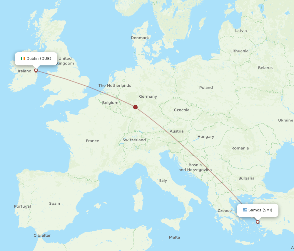 DUB to SMI flights and routes map