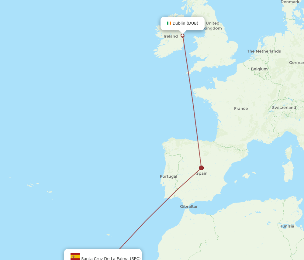 DUB-SPC flight routes