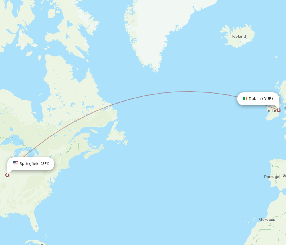 DUB to SPI flights and routes map