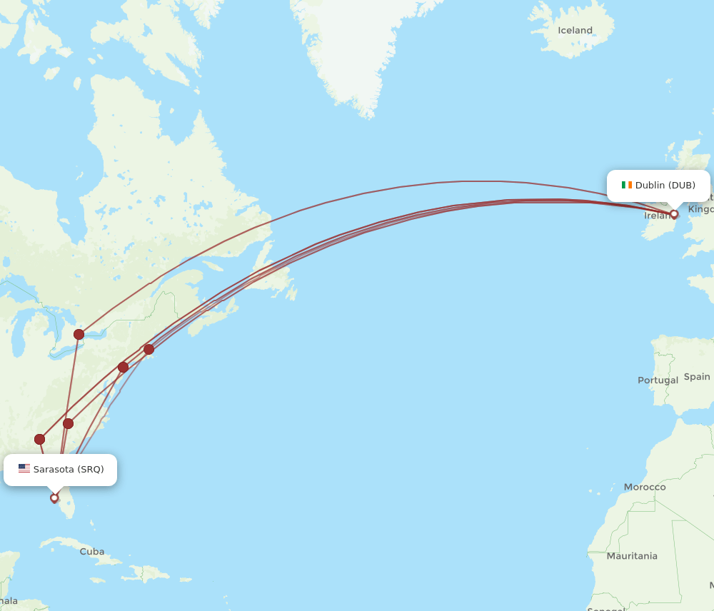 DUB-SRQ flight routes