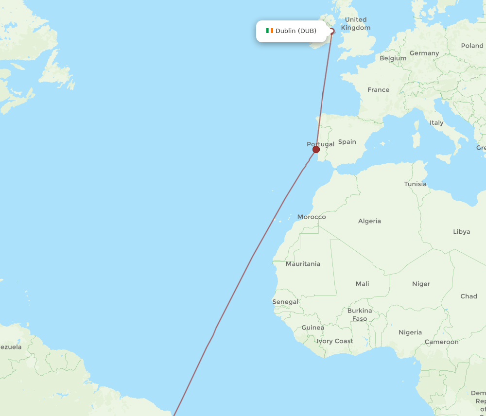 DUB to SSA flights and routes map