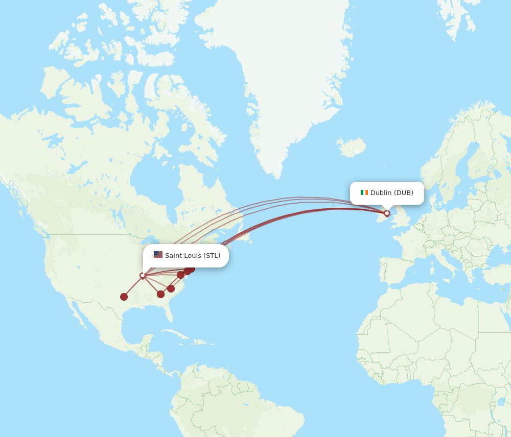 DUB-STL flight routes