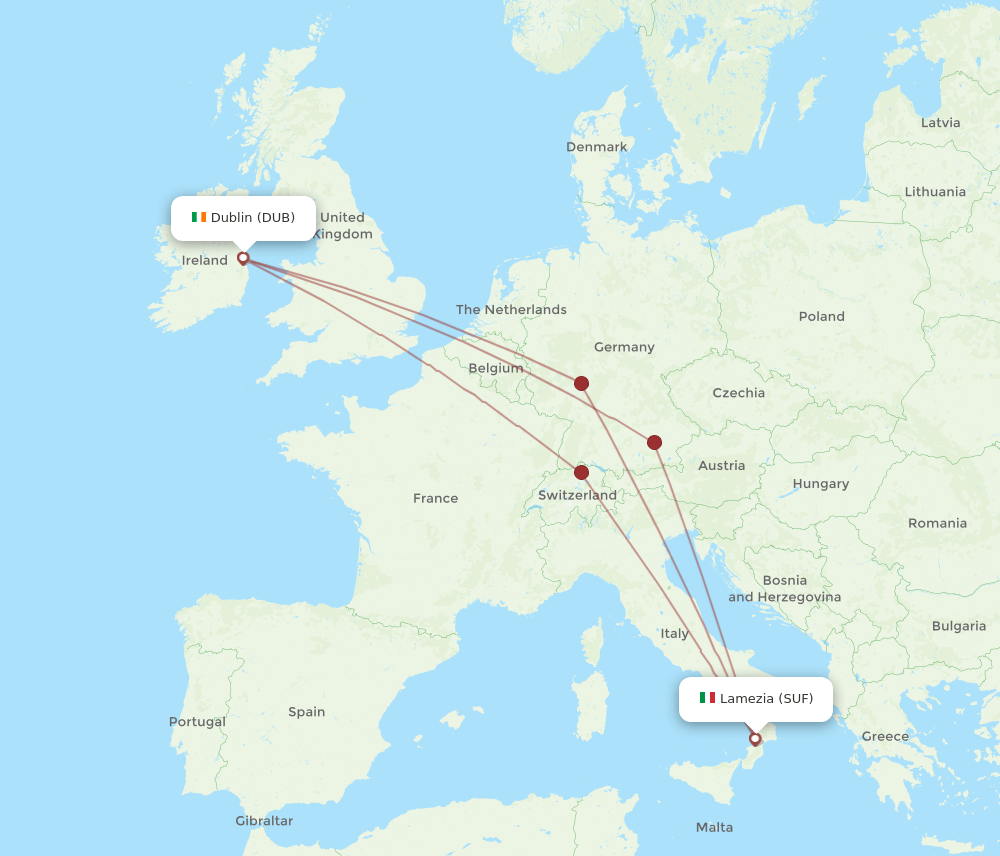 DUB-SUF flight routes