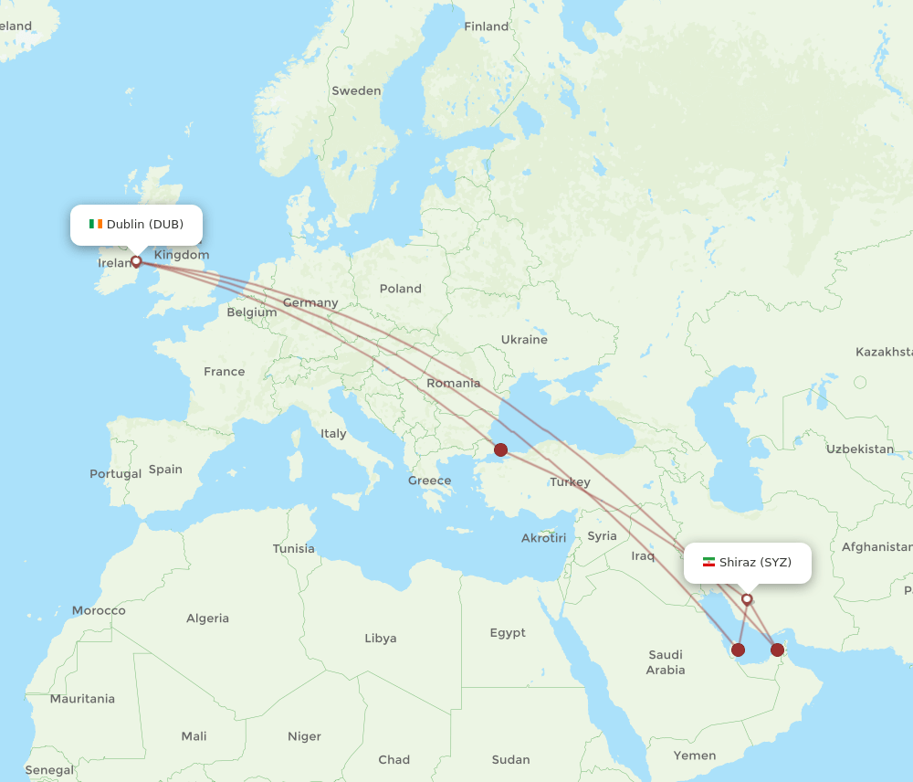 DUB-SYZ flight routes
