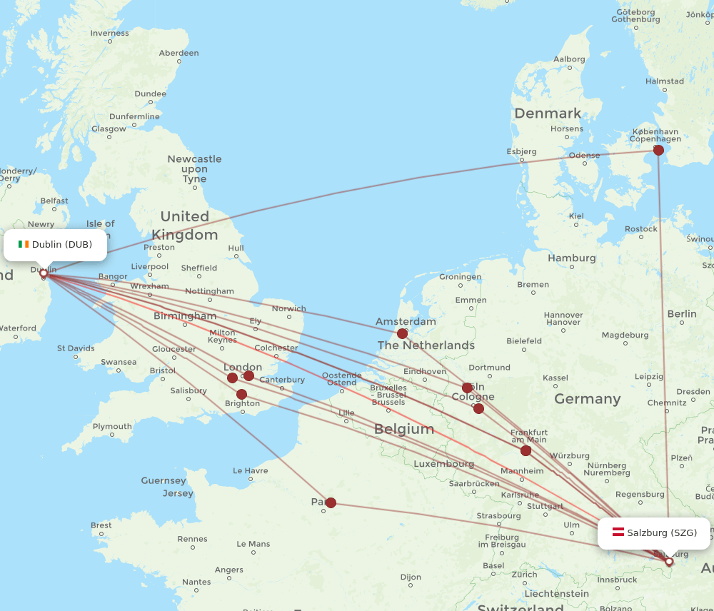 DUB-SZG flight routes