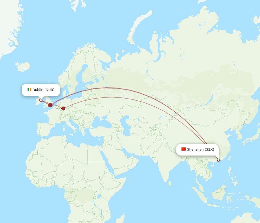 DUB-SZX flight routes
