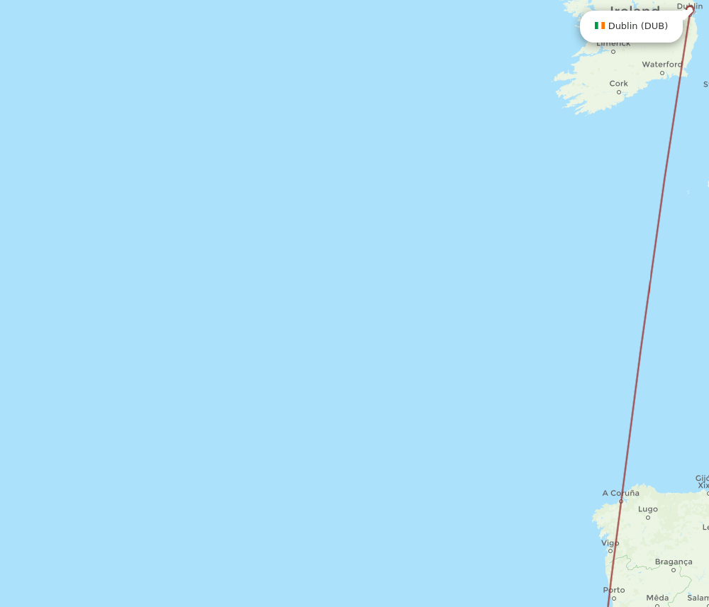 DUB to TER flights and routes map