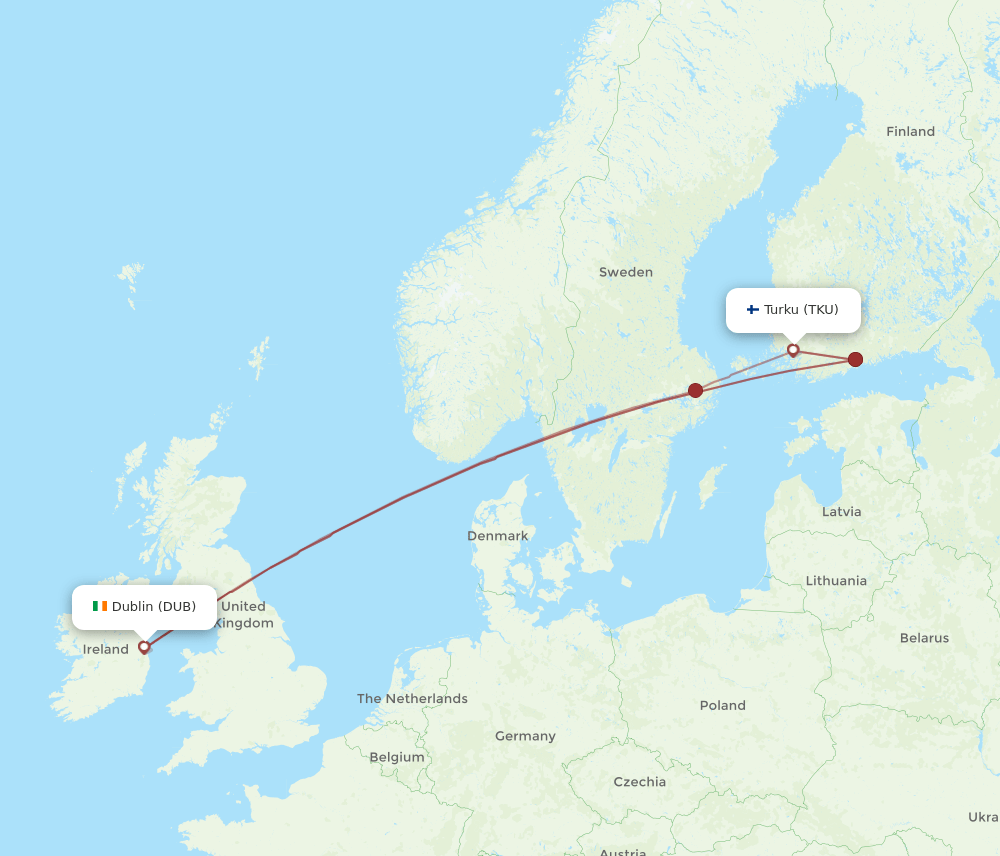 DUB-TKU flight routes