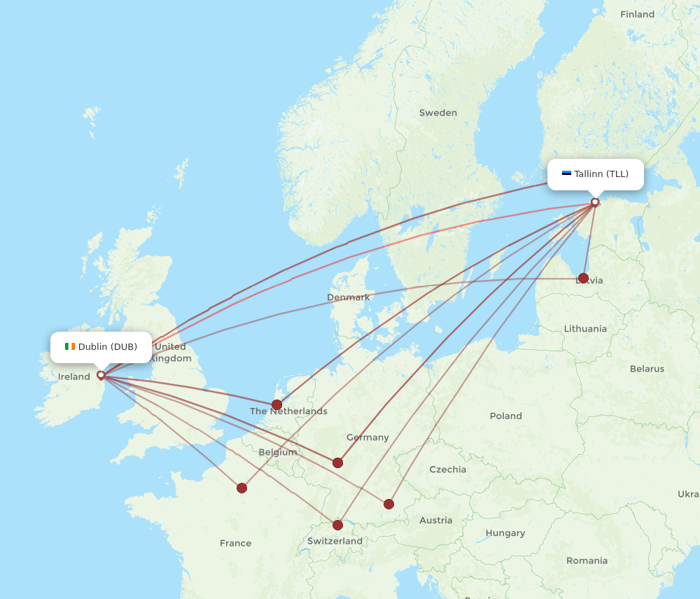 DUB-TLL flight routes
