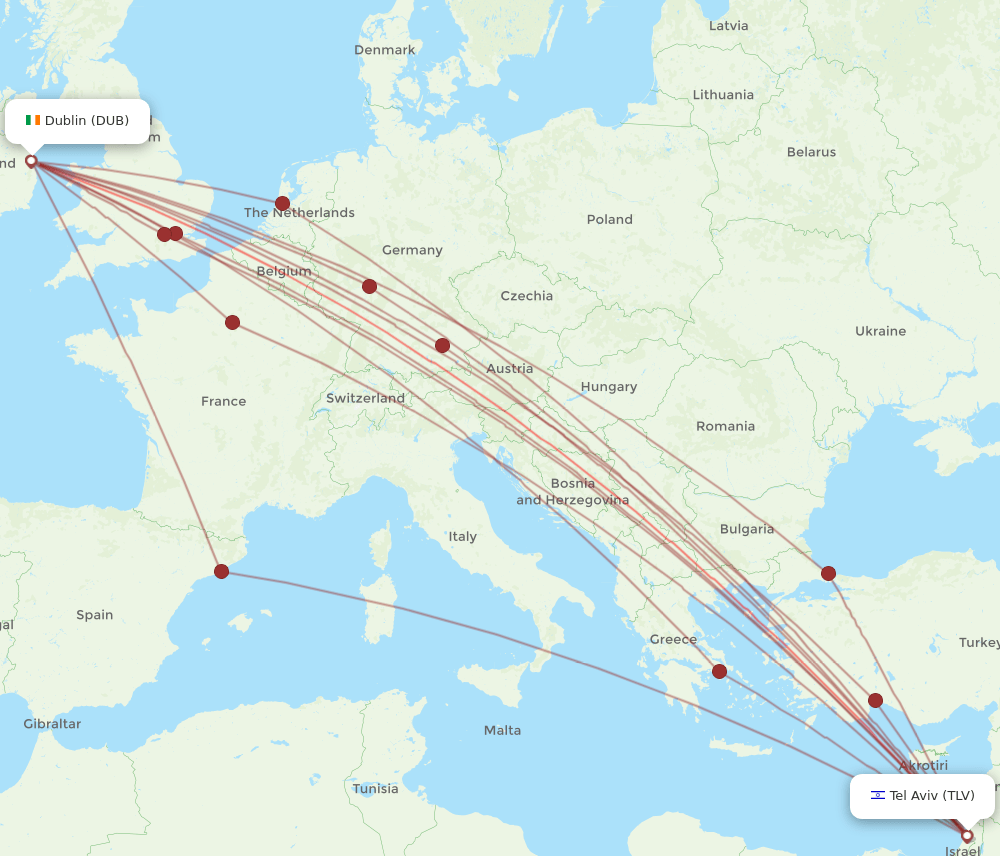 DUB-TLV flight routes