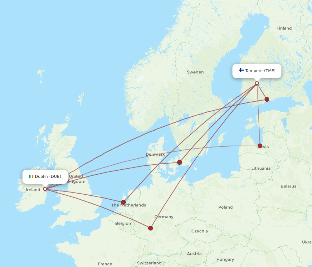 DUB-TMP flight routes