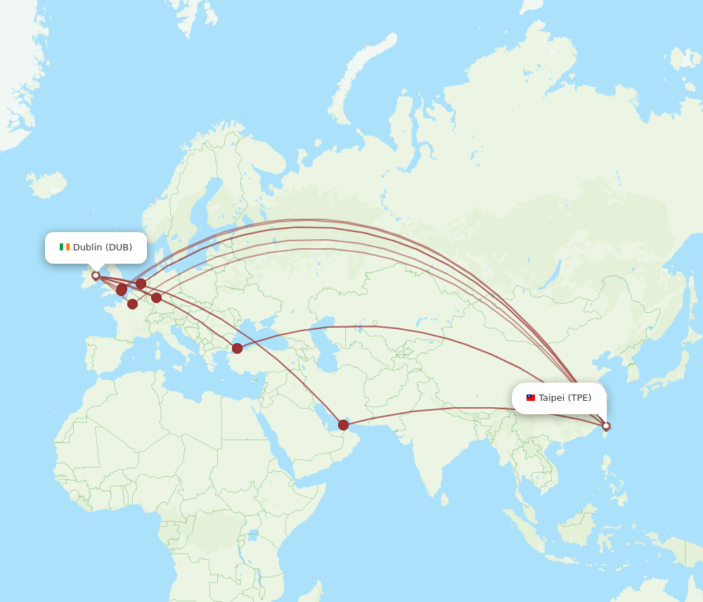 DUB-TPE flight routes