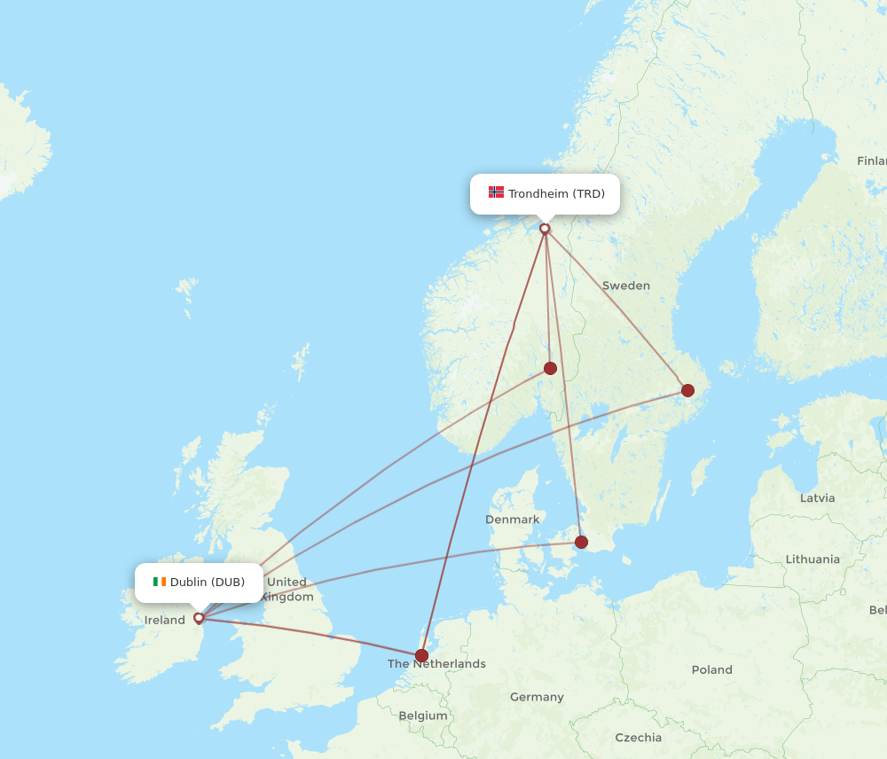 DUB-TRD flight routes