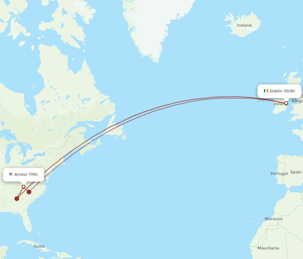 DUB-TRI flight routes