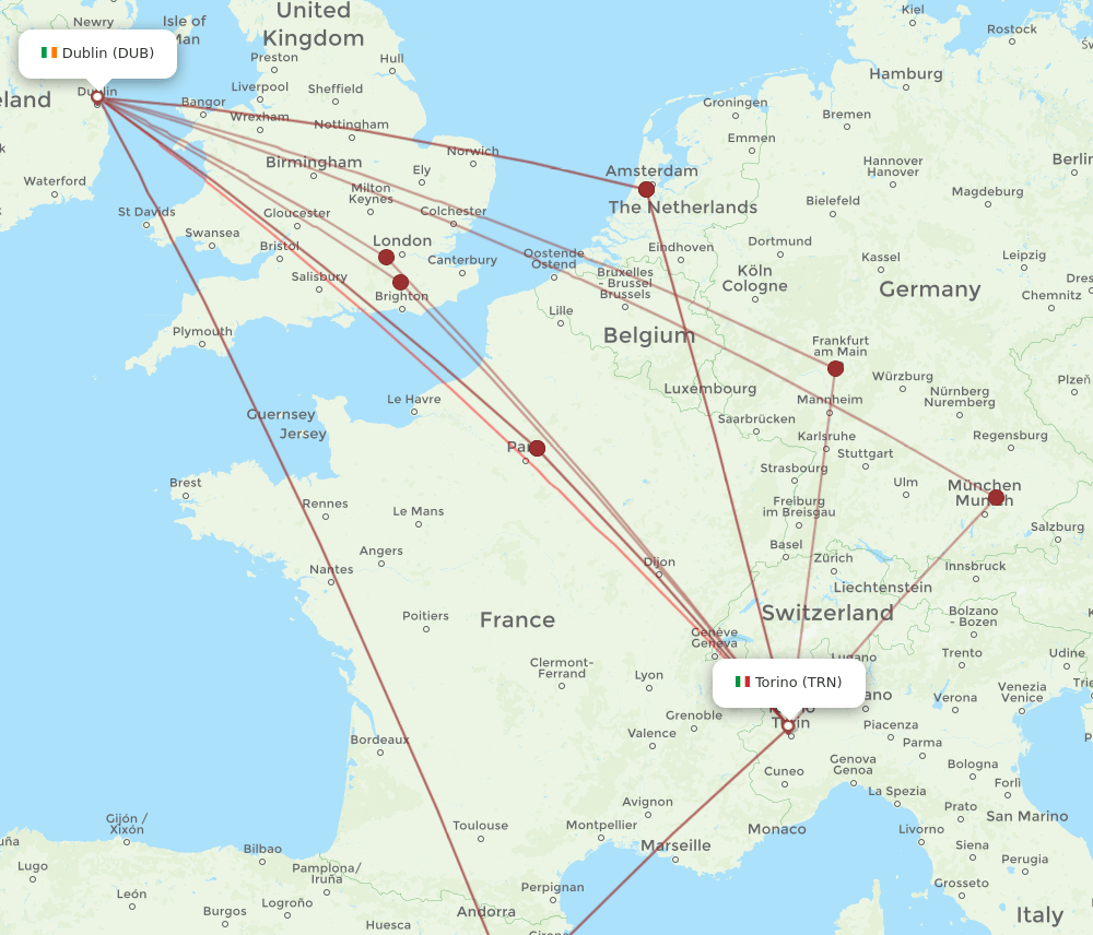 DUB-TRN flight routes