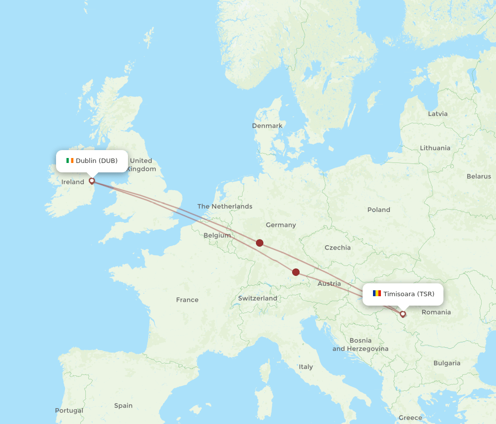 DUB-TSR flight routes