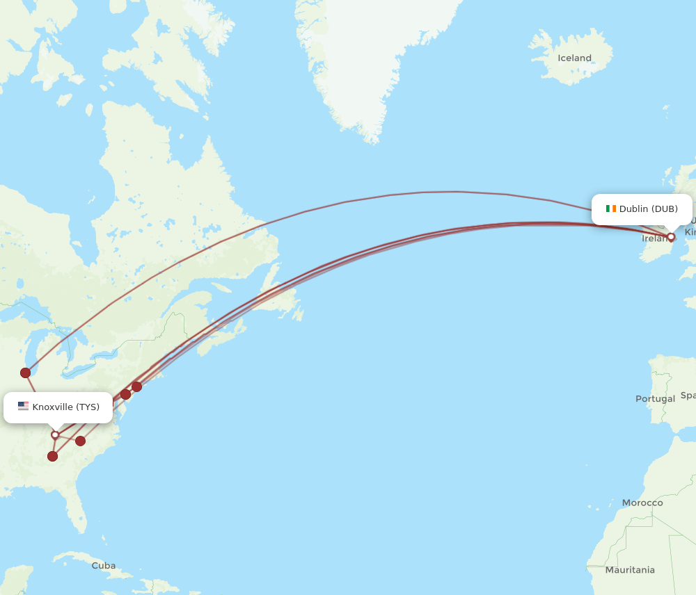 DUB-TYS flight routes