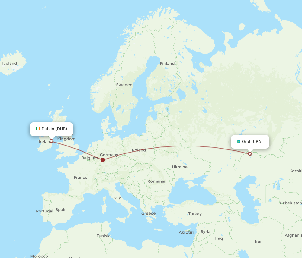 DUB-URA flight routes
