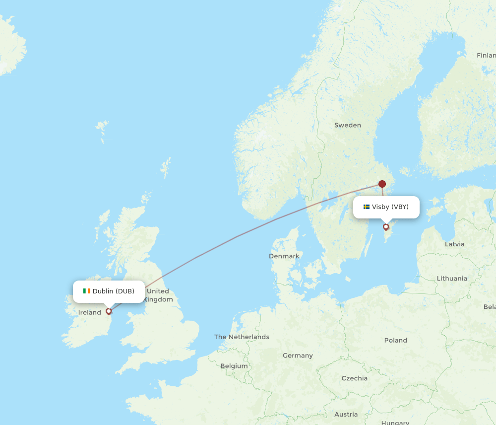 DUB to VBY flights and routes map