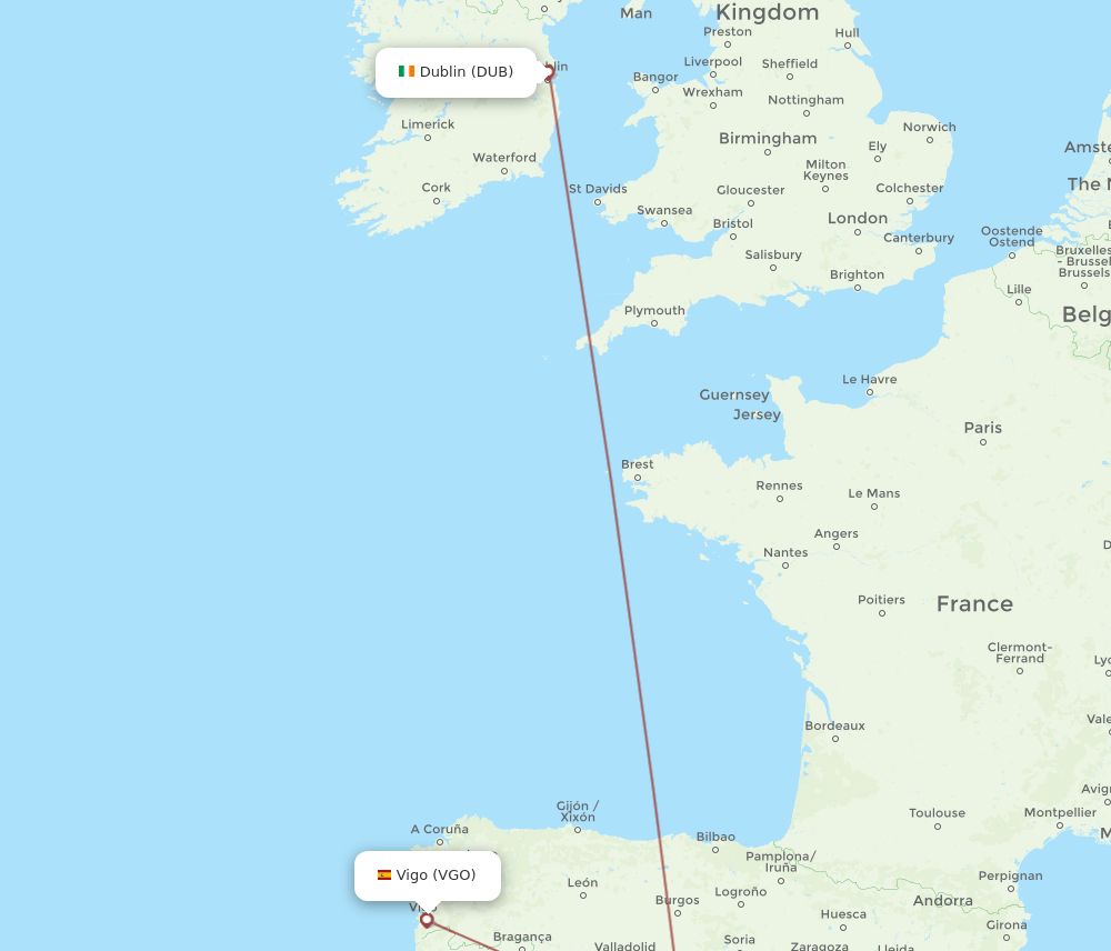 DUB-VGO flight routes
