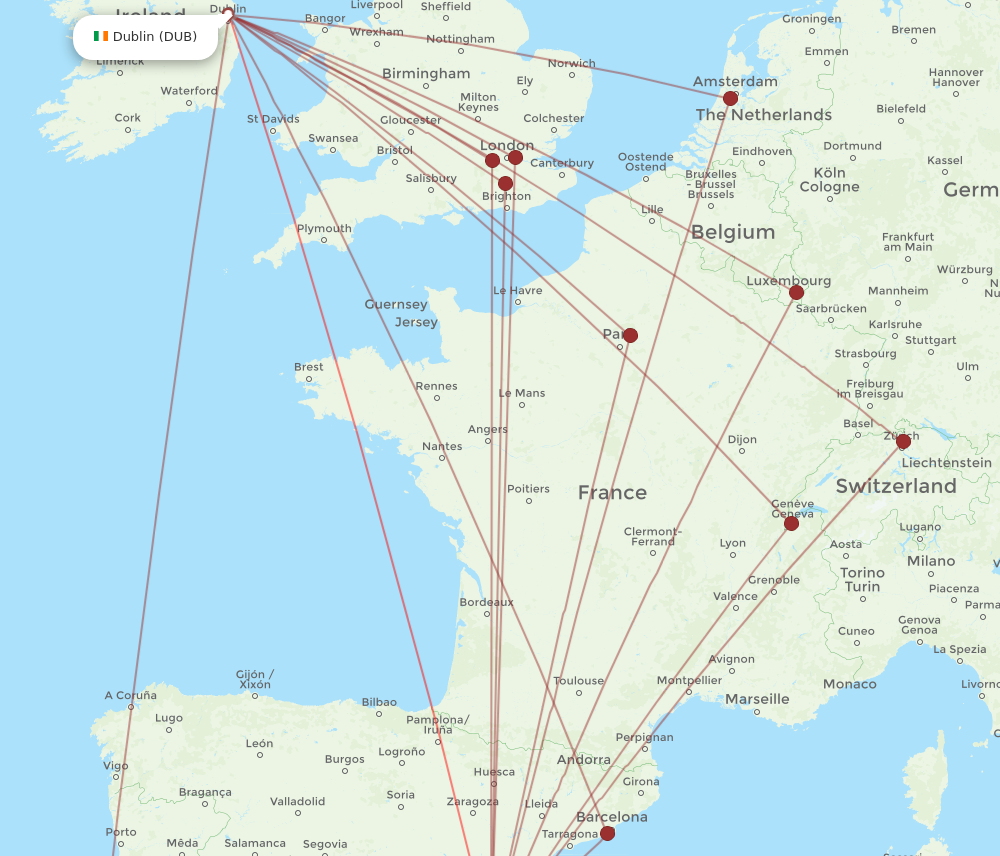 DUB to VLC flights and routes map