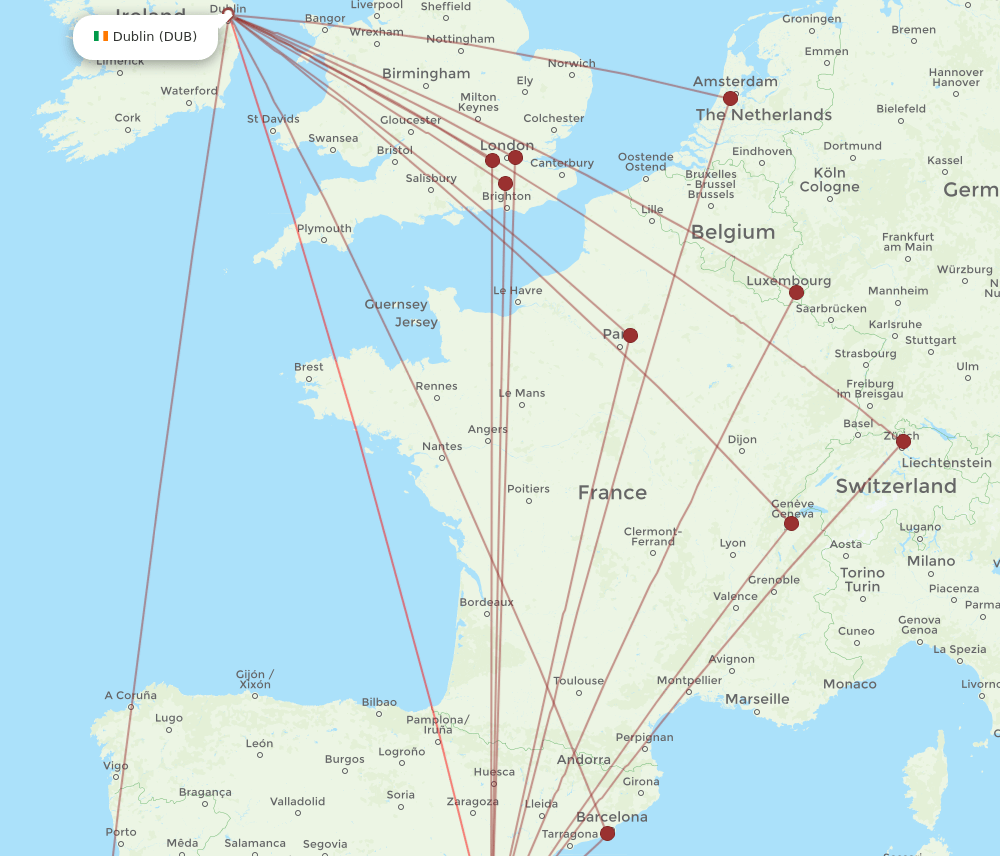 DUB to VLC flights and routes map