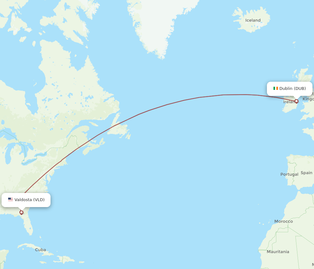 DUB-VLD flight routes