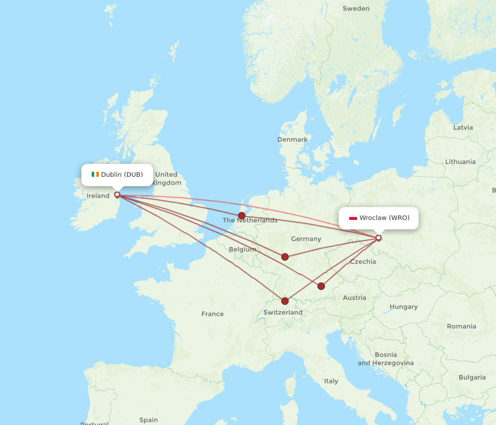 DUB-WRO flight routes