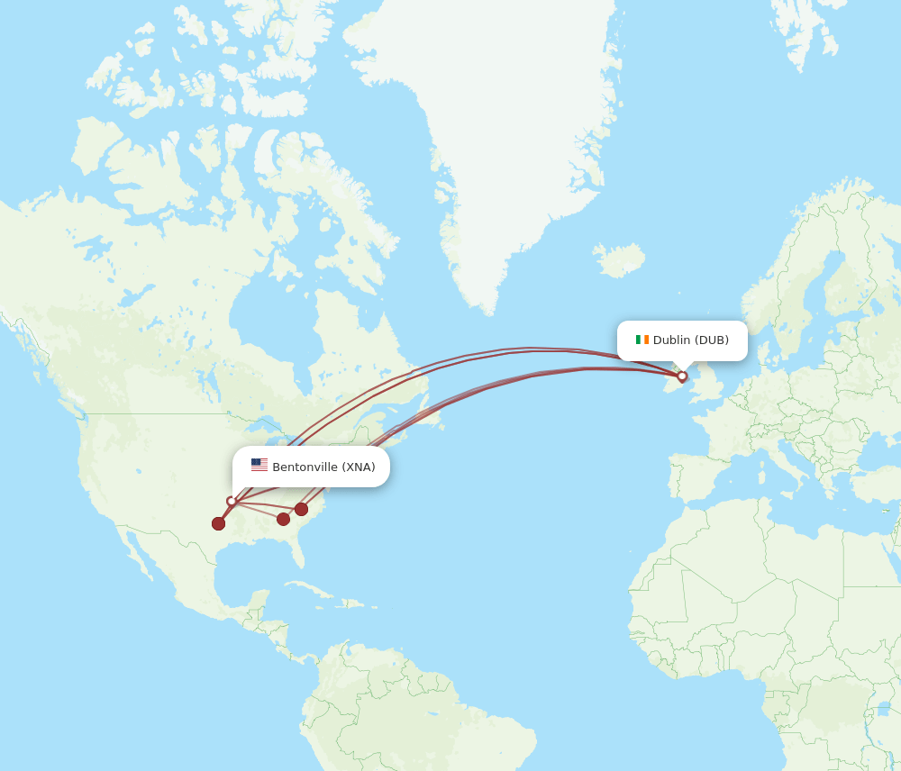 DUB-XNA flight routes