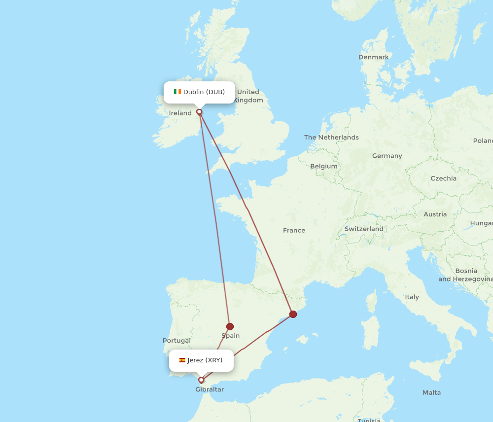 DUB-XRY flight routes