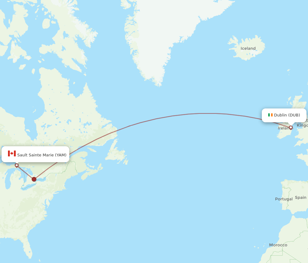 DUB-YAM flight routes