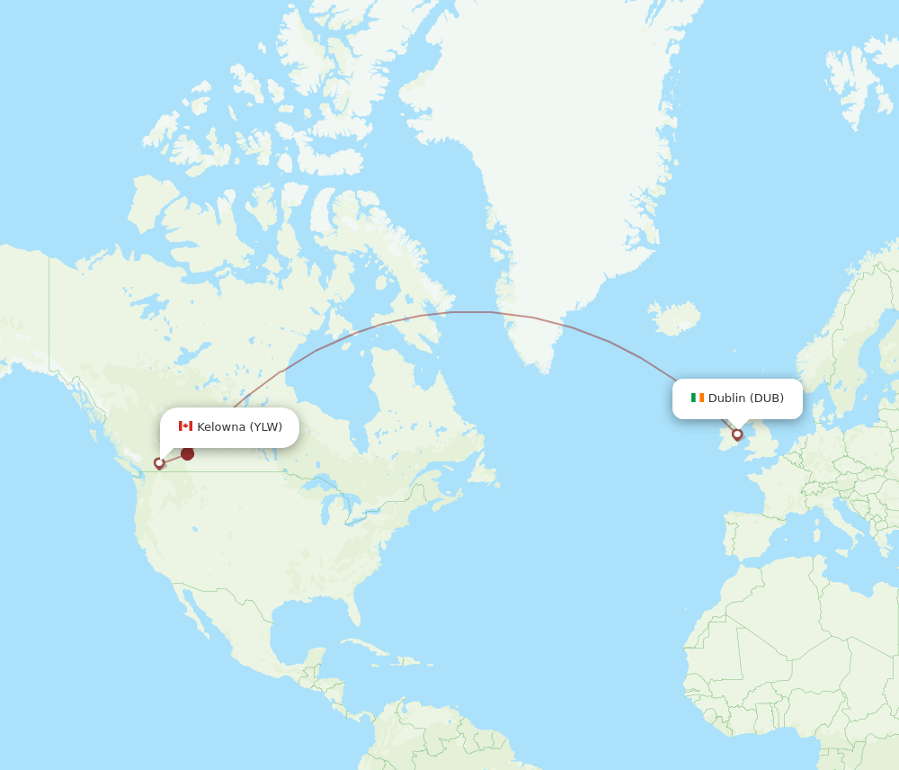 DUB-YLW flight routes