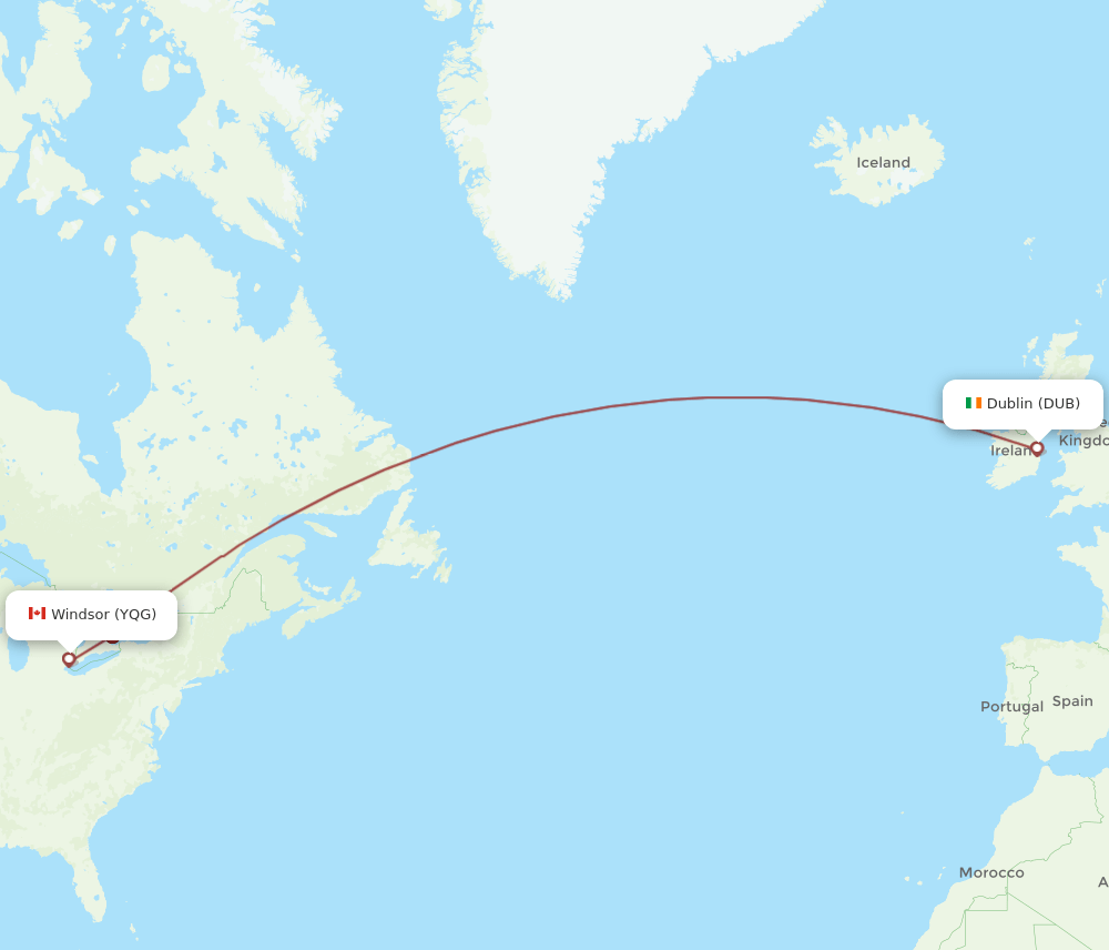 DUB-YQG flight routes