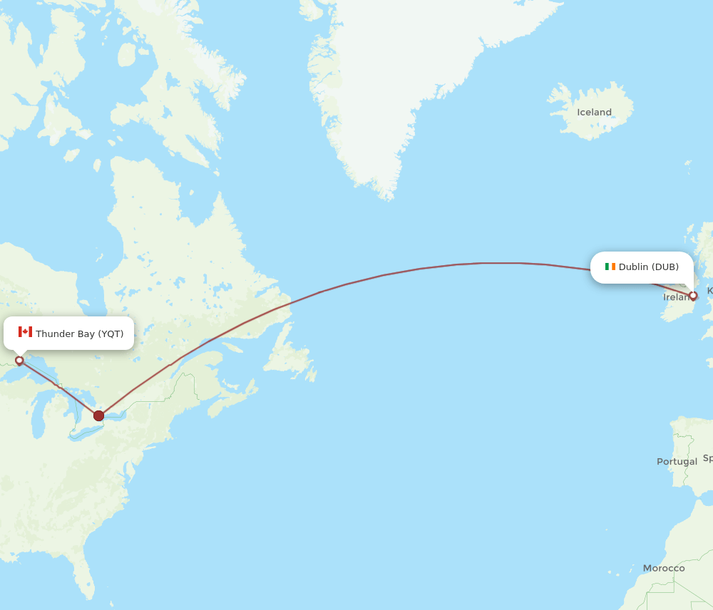 DUB-YQT flight routes
