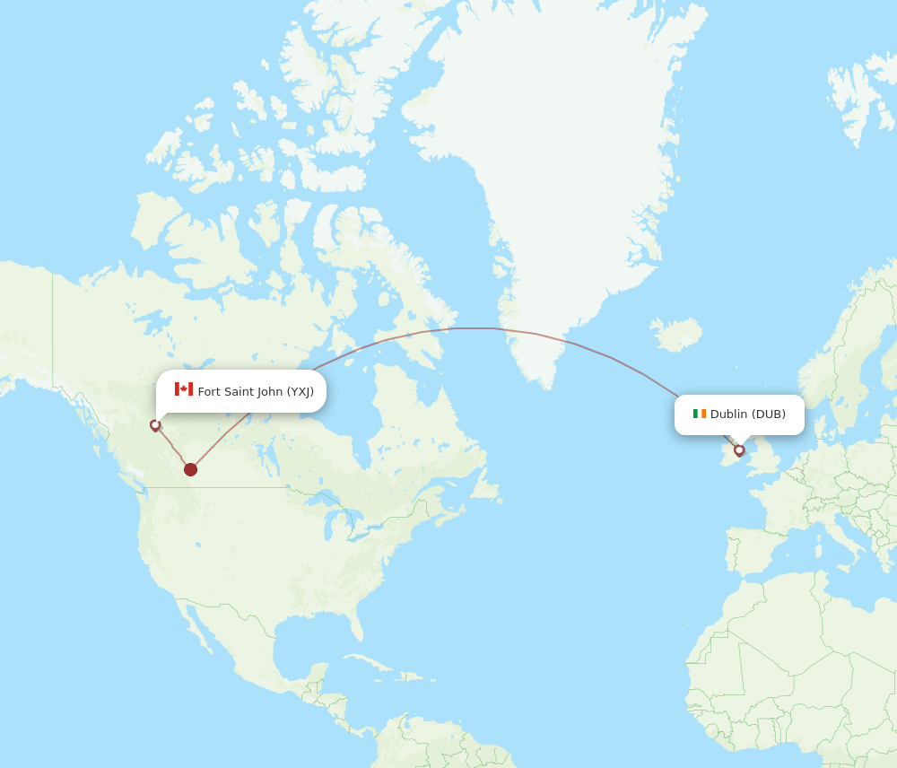 DUB-YXJ flight routes