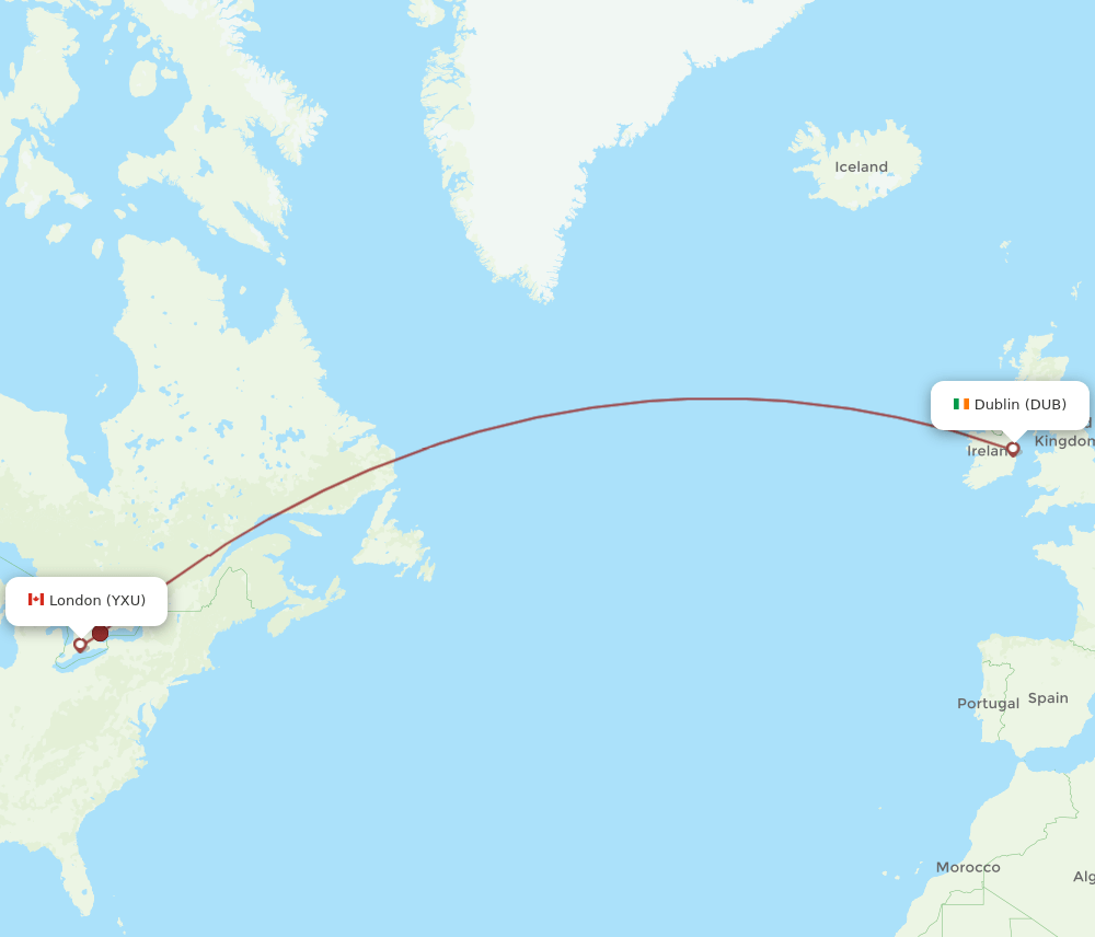 DUB-YXU flight routes