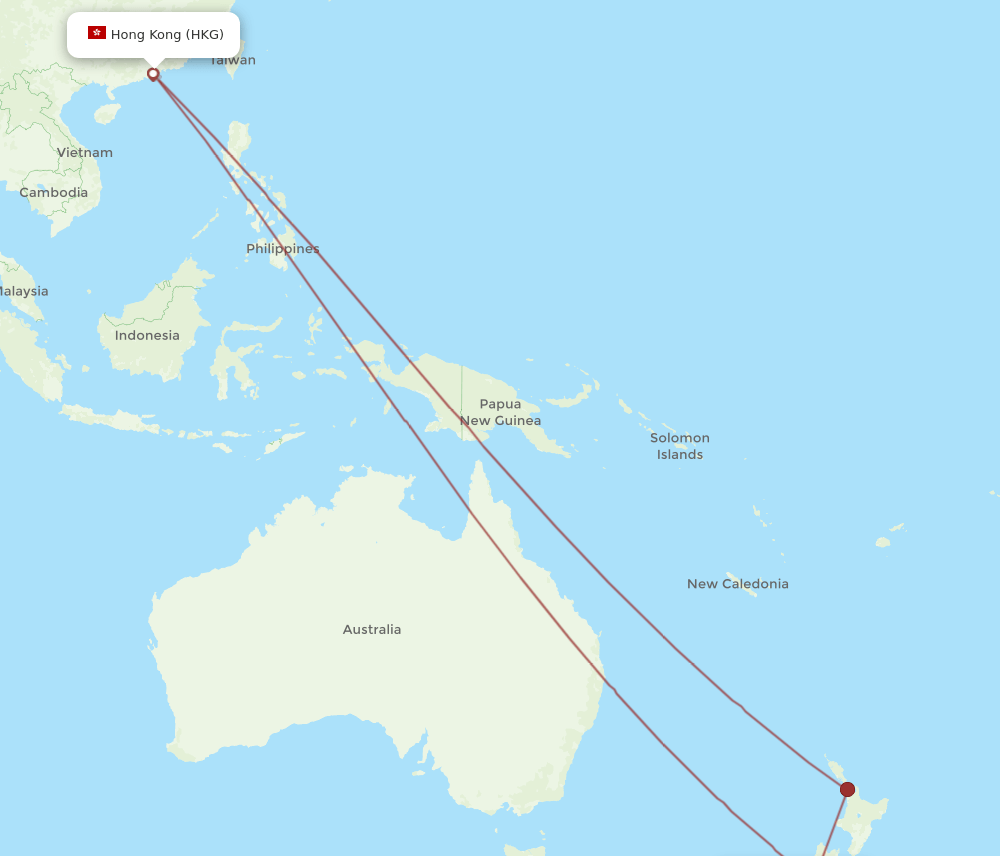 DUD-HKG flight routes