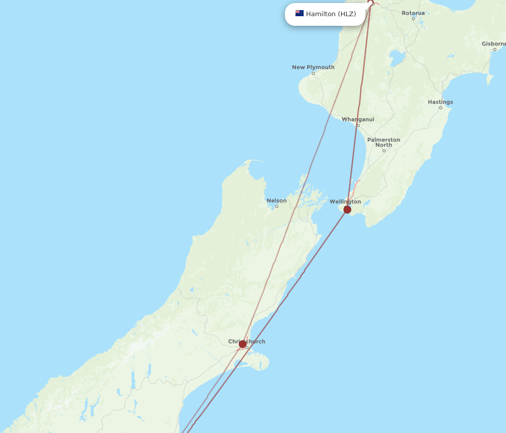DUD-HLZ flight routes