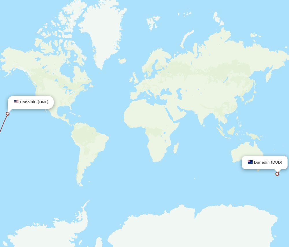 DUD-HNL flight routes
