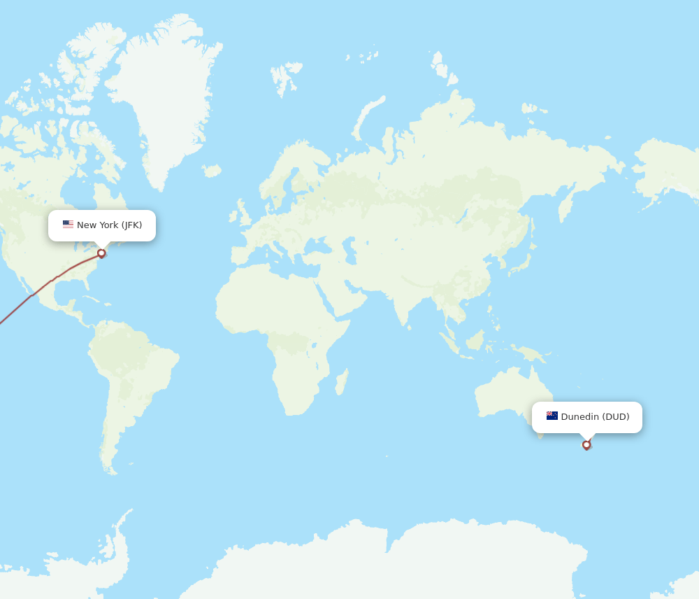 DUD-JFK flight routes