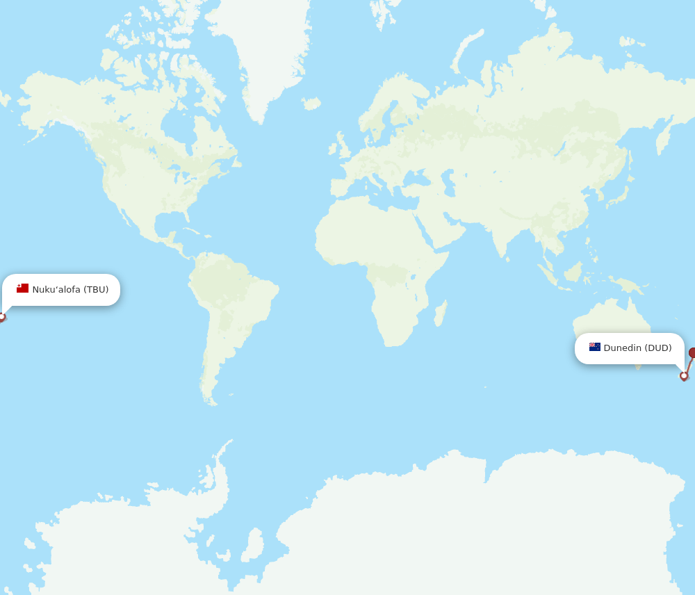 DUD to TBU flights and routes map