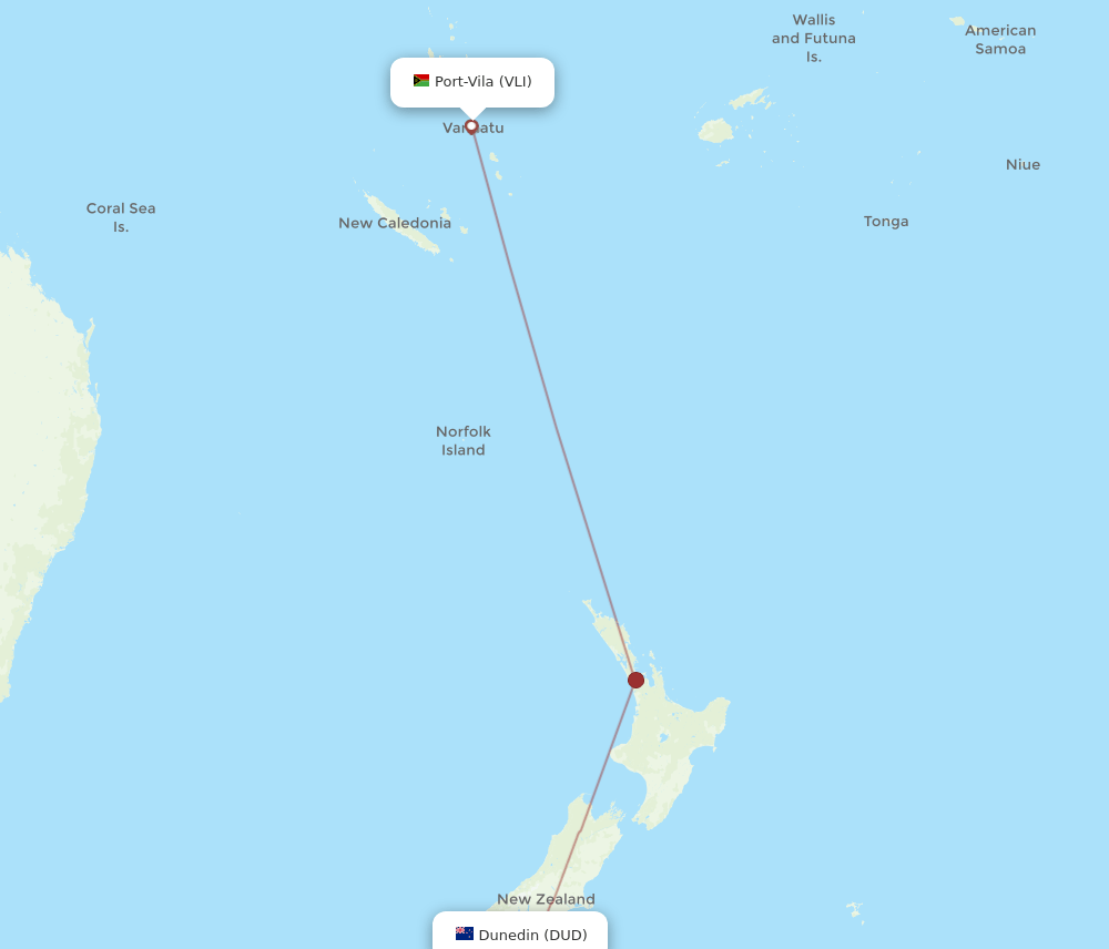 DUD-VLI flight routes