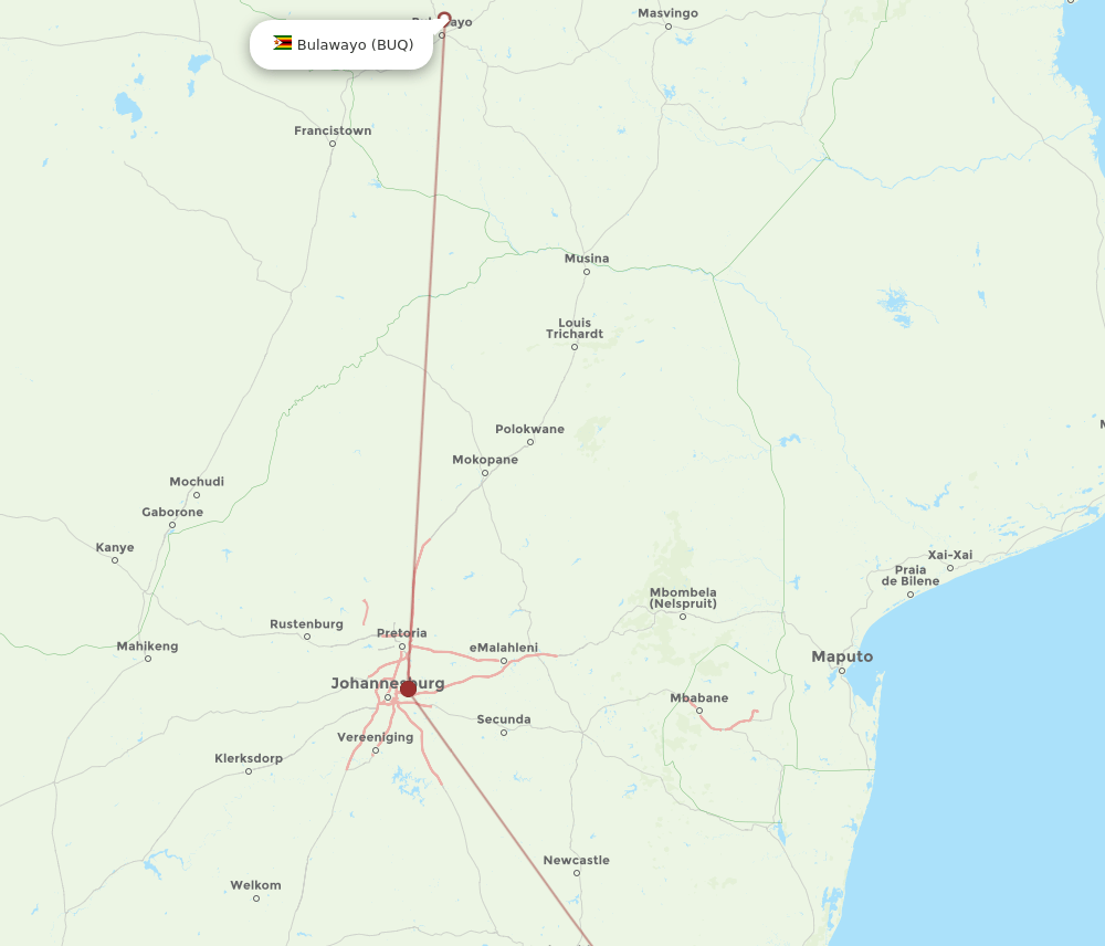 DUR-BUQ flight routes