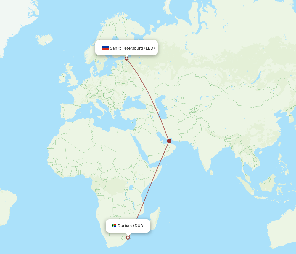 DUR-LED flight routes