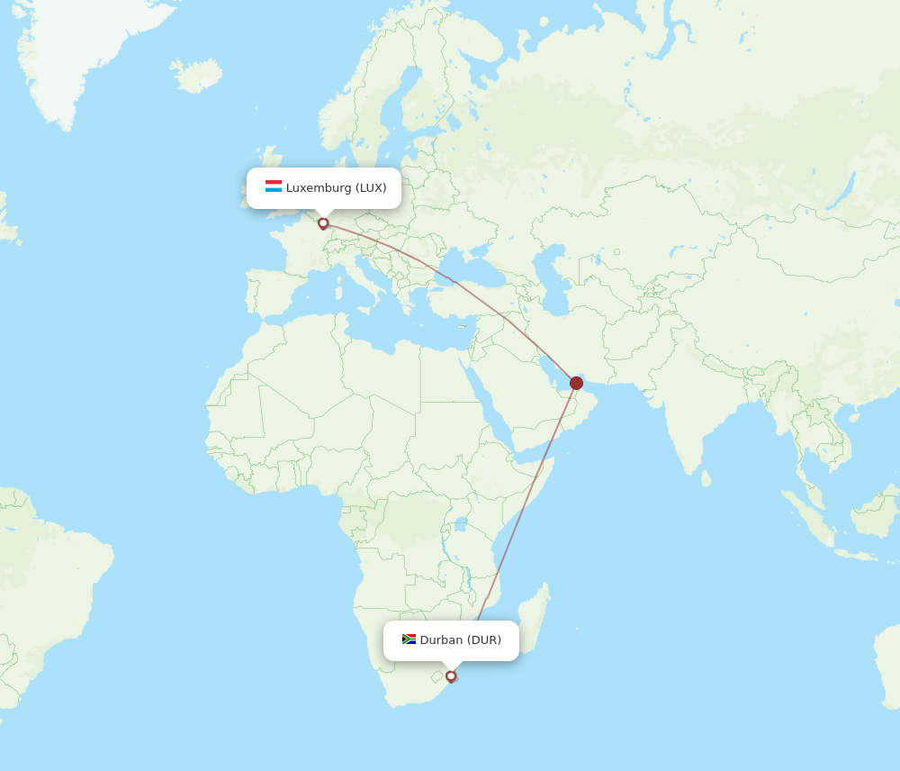 DUR-LUX flight routes
