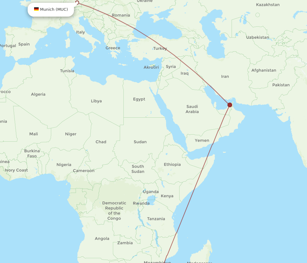 DUR-MUC flight routes